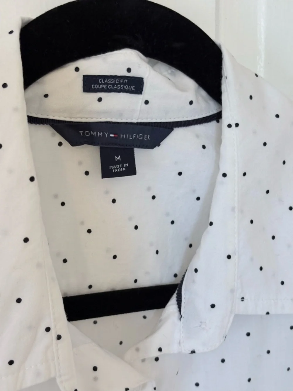 Tommy Hilfiger Polka Dot Button Down Shirt White Black Classic Preppy Blouse Med - Picture 4 of 13